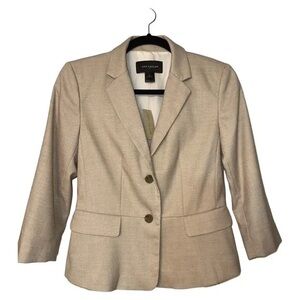 ANN TAYLOR 3/4 Sleeve Tan and Cream Blazer Size 16